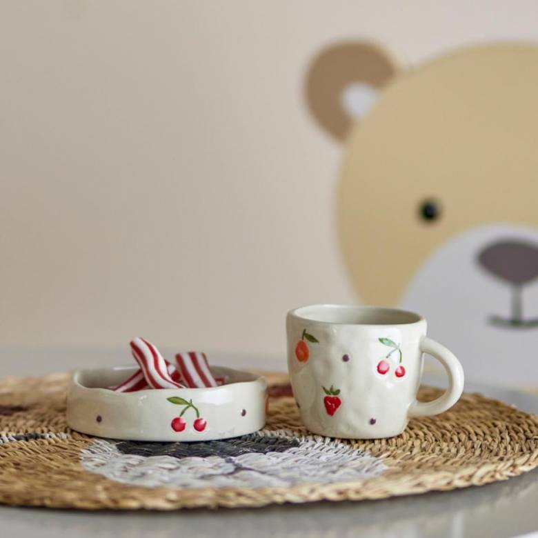 Children's Stoneware Tableware Set In Fruit Print