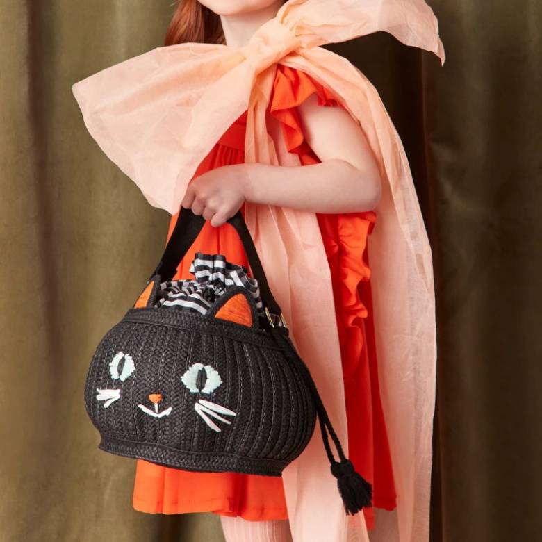 Children's Trick Or Treat Cat Basket Bag 4+