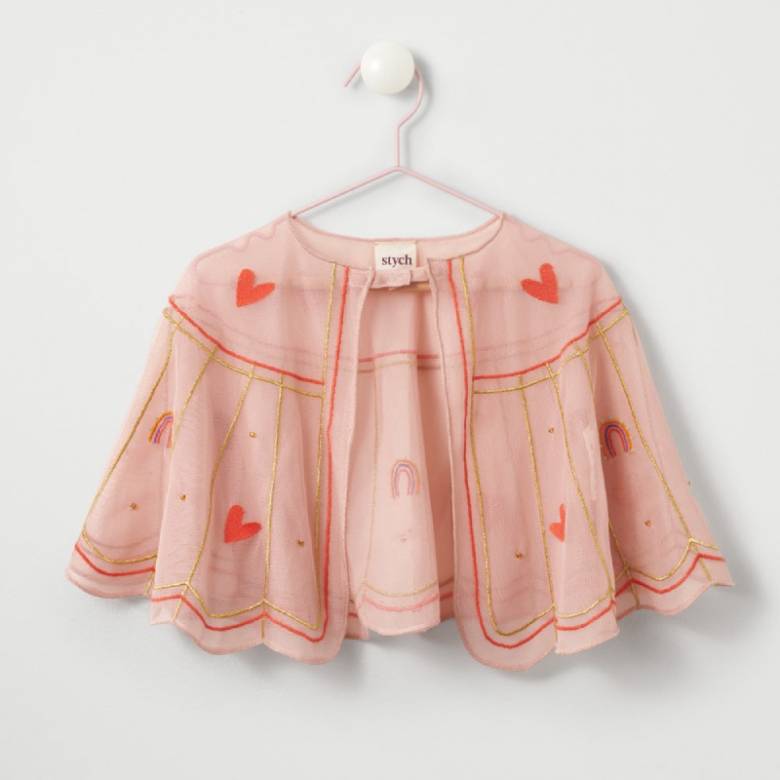 Children's Tulle Heart Embroidered Cape 3+