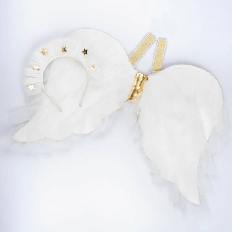 Children's Tulle Ruffle Angel Wings & Headband Fancy Dress 3-6yr