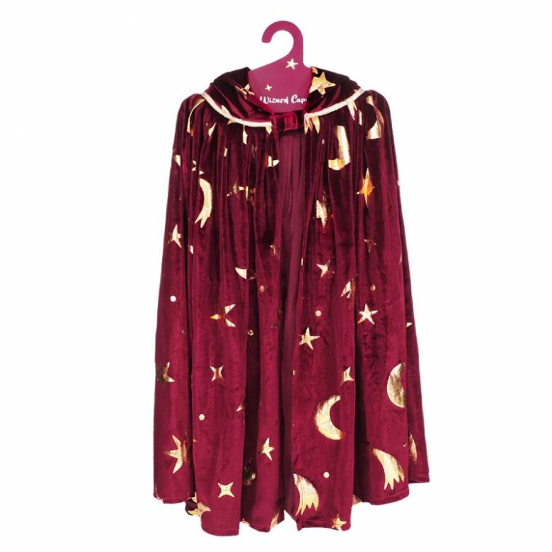 Children's Wizard Cape In Red & Gold