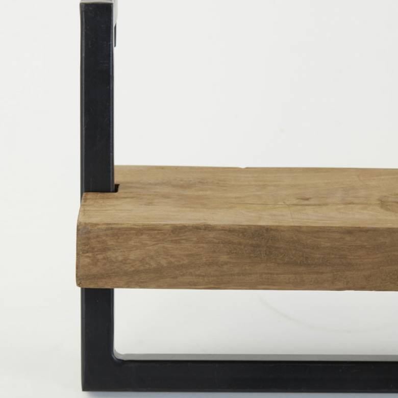 Chunky Wooden Wall Mounting Shelf With Black Metal Frame