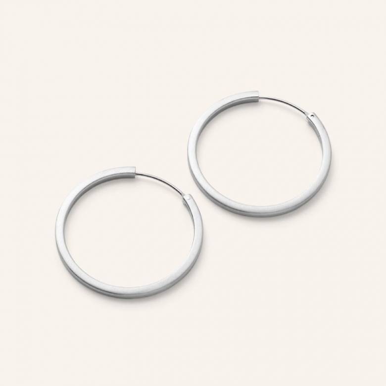 Medium Circle Line Hoop Earrings In Silver By Pernille Corydon