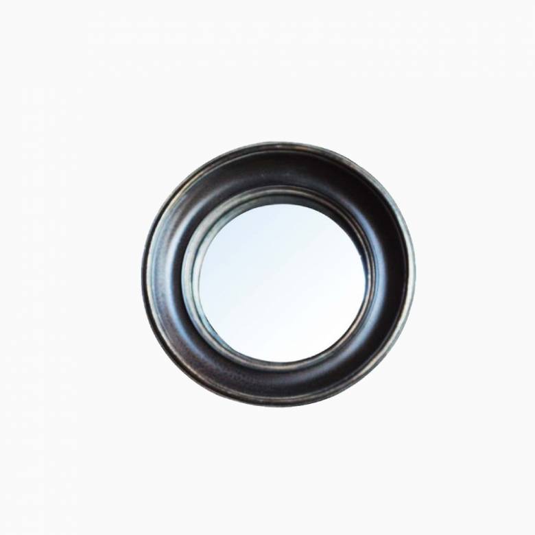 Circular Convex Mirror With Black & Gold Patinated Frame D:26.cm