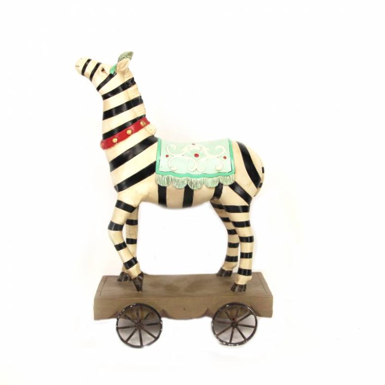 Circus Zebra On Wheels Resin Christmas Decoration