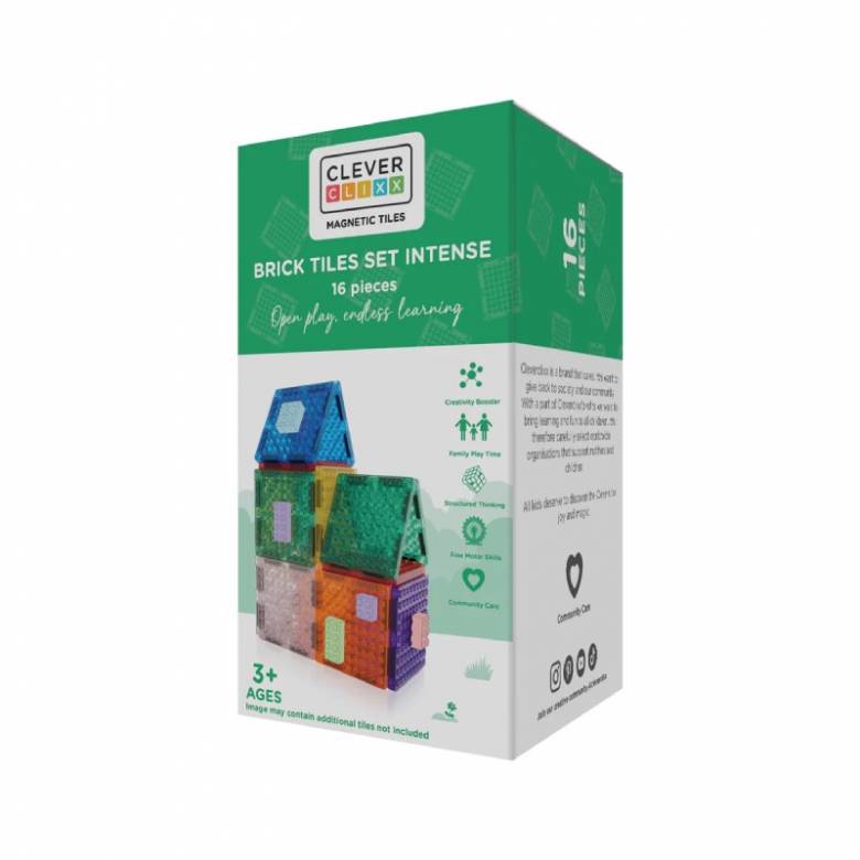 Cleverclixx Brick Tiles Pack Intense Colours 16 Pieces 3+
