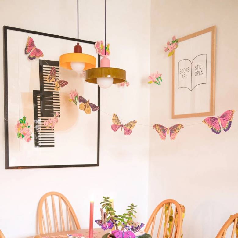 Colourful Butterflies - Printed Sewn Paper Garland Decoration