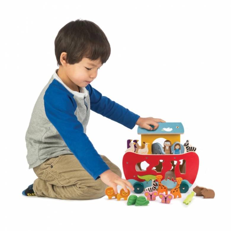 Colourful Wooden Noah's Shape Sorter Ark 18m+