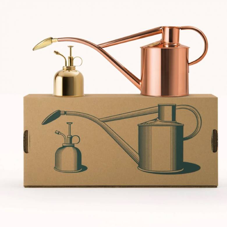 Copper Watering Can & Brass Mister Set