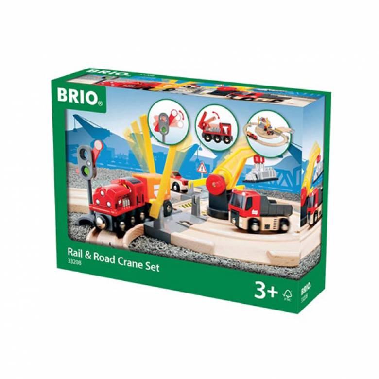 Rail & Road Crane Set BRIO Wooden Railway Age 3+