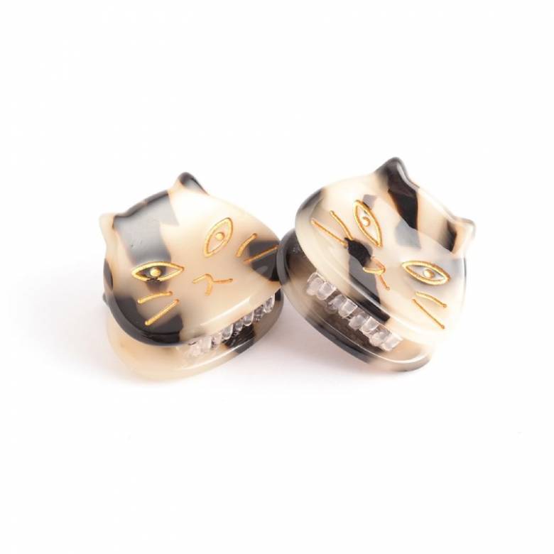 Cream Tortoiseshell Cat - Pair Of Claw Hair Clips