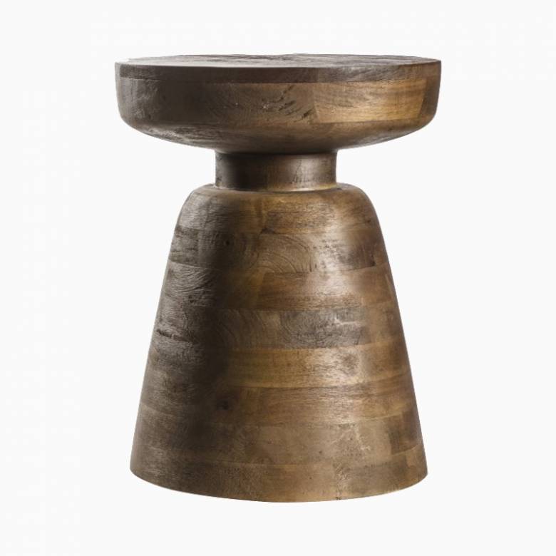 Curved Wooden Pedestal Side Table H:46cm