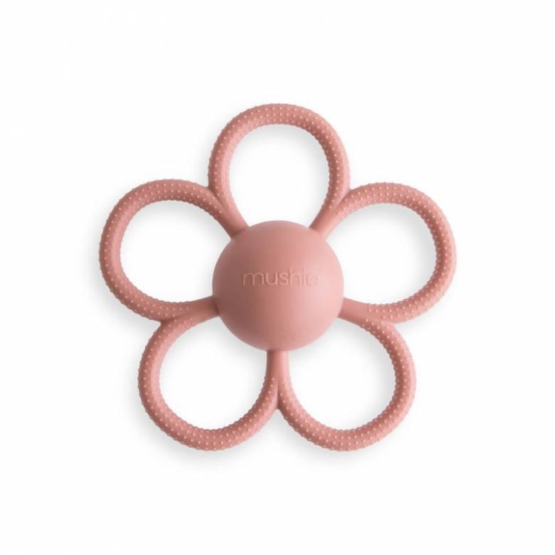 Daisy Silicone Rattle Teether Toy In Dusty Rose 3+