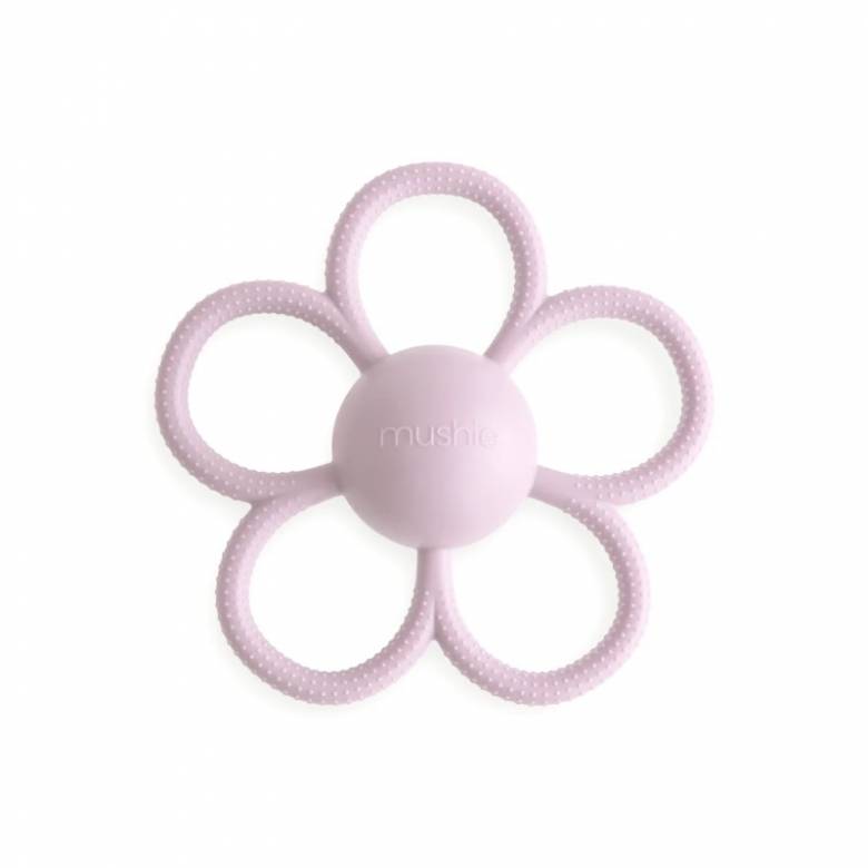 Daisy Silicone Rattle Teether Toy In Soft Lilac 3+