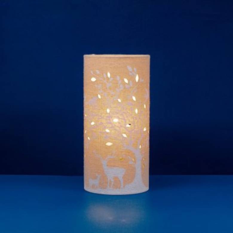 Deer & Birds - Cylindrical Fabric Lamp