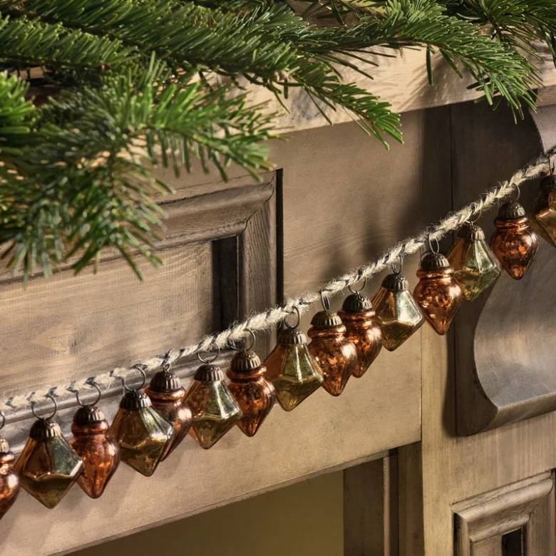 Ekiti Glass Bauble Garland In Antique Gold & Rust