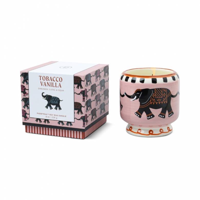 Elephant Print Ceramic Candle - Tobacco Vanilla