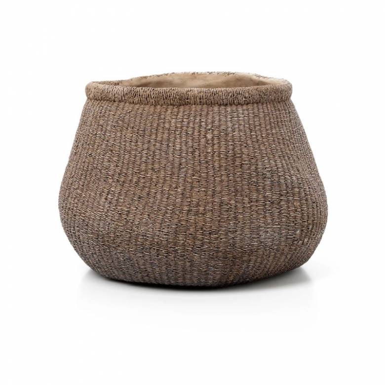 Extra Large Concrete Faux Rattan Plant Pot