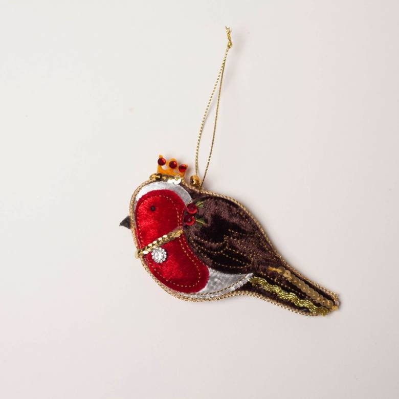 Fabric Robin Flat Hanging Christmas Decoration