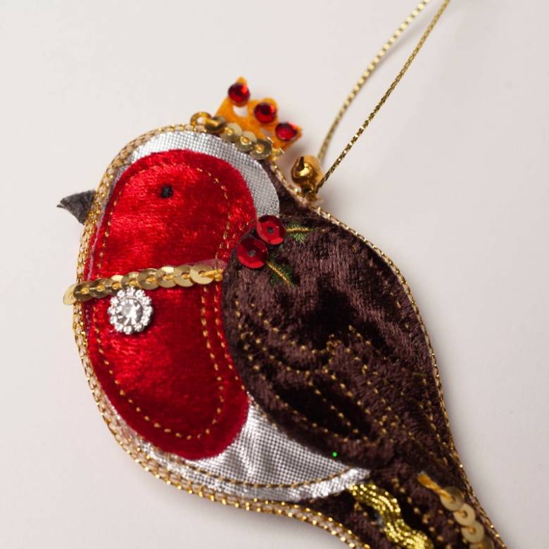 Fabric Robin Flat Hanging Christmas Decoration