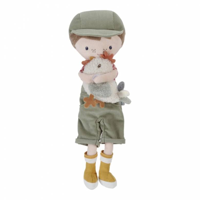 Farmer Jim With Chicken - Medium Cuddle Doll By Little Dutch 1+