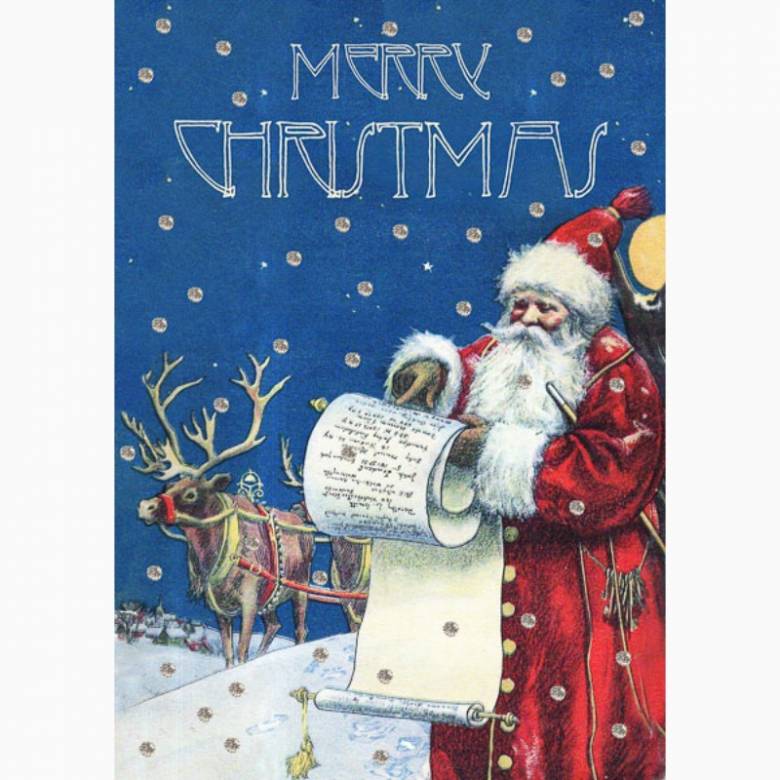 Father Christmas Glitter - Single Christmas Card