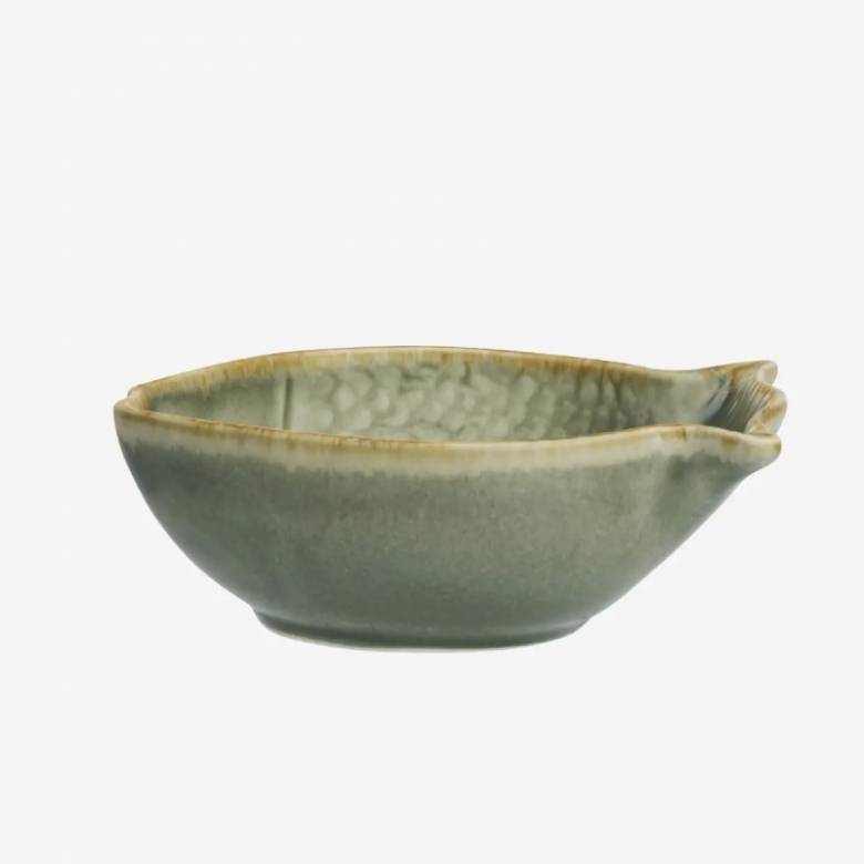 Fish Shaped Stoneware Bowl In Green
