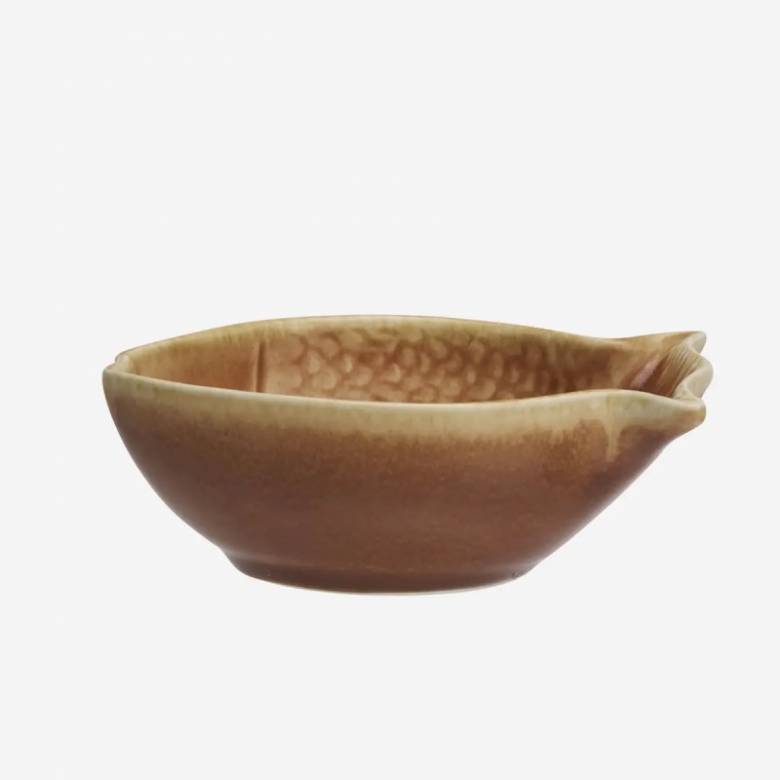 Fish Shaped Stoneware Bowl In Orange