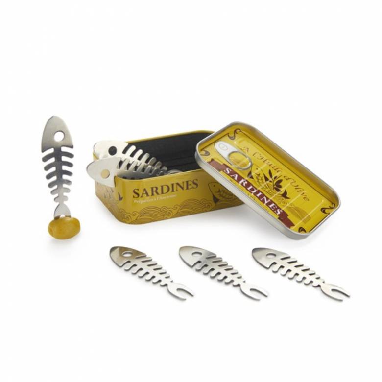 Sardines Fish Shaped Tapas Snack Forks In Tin