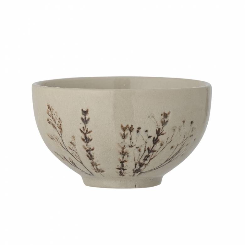 Floral Imprint Stoneware Bowl