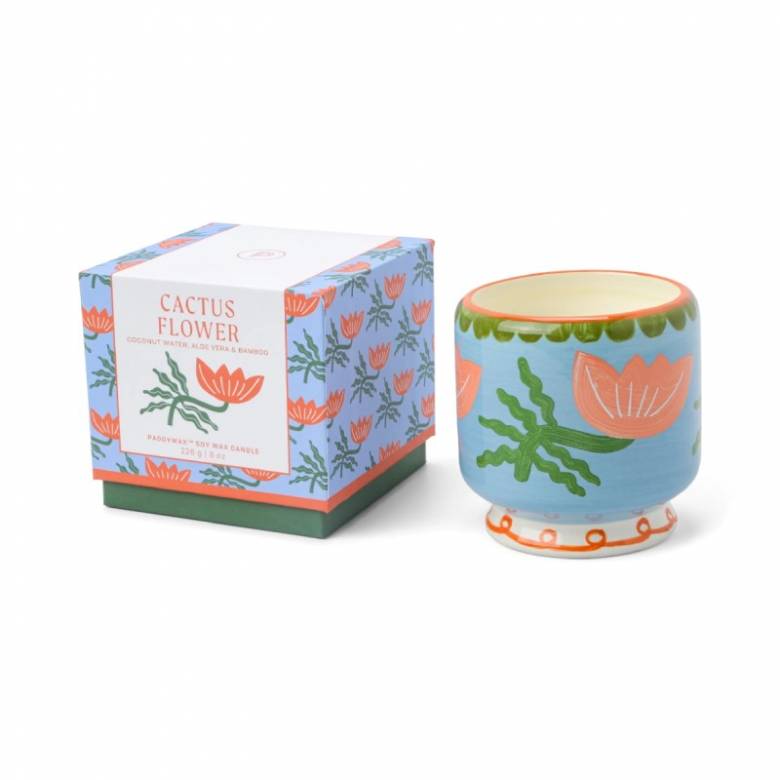 Flower Print Ceramic Candle - Cactus Flower