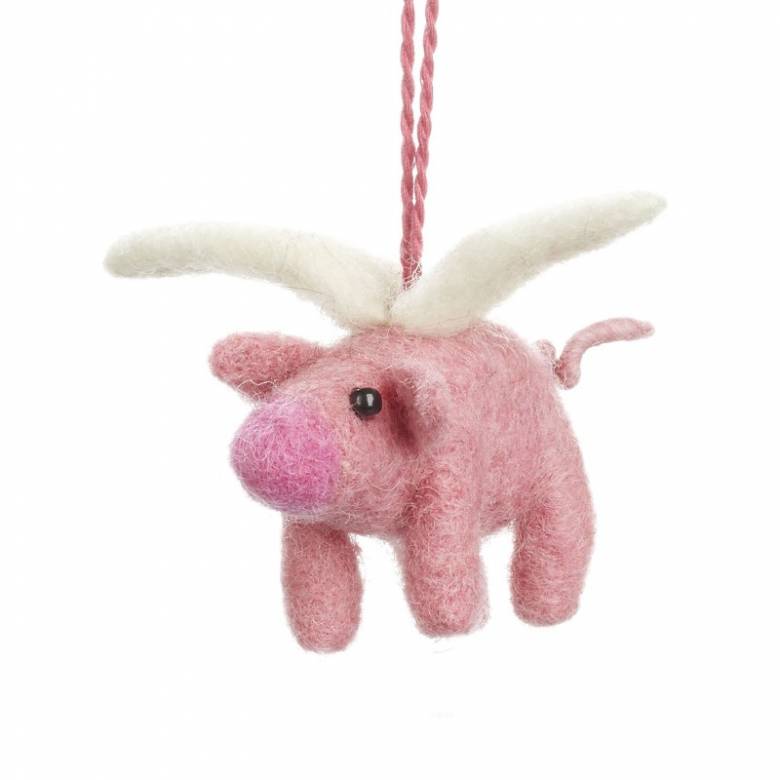 Flying Pig - Handmade Felt Hanging Decoration