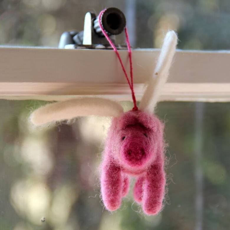 Flying Pig - Handmade Felt Hanging Decoration