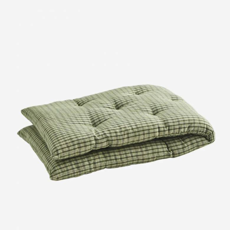 Folding Bench Cushion In Green Check