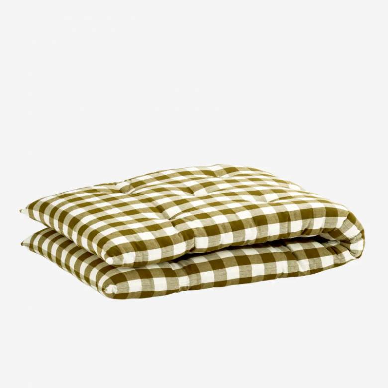 Folding Bench Cushion In Mustard Check