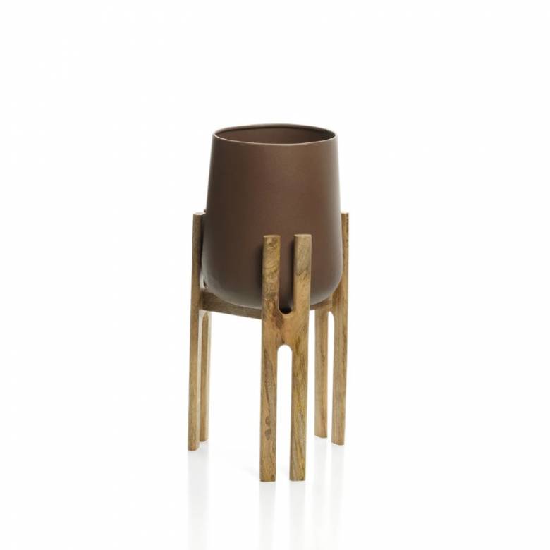 Forked Wooden And Metal Planter