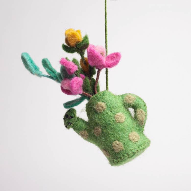 Funky Bloom Watering Can - Handmade Felt Hanging Decoration