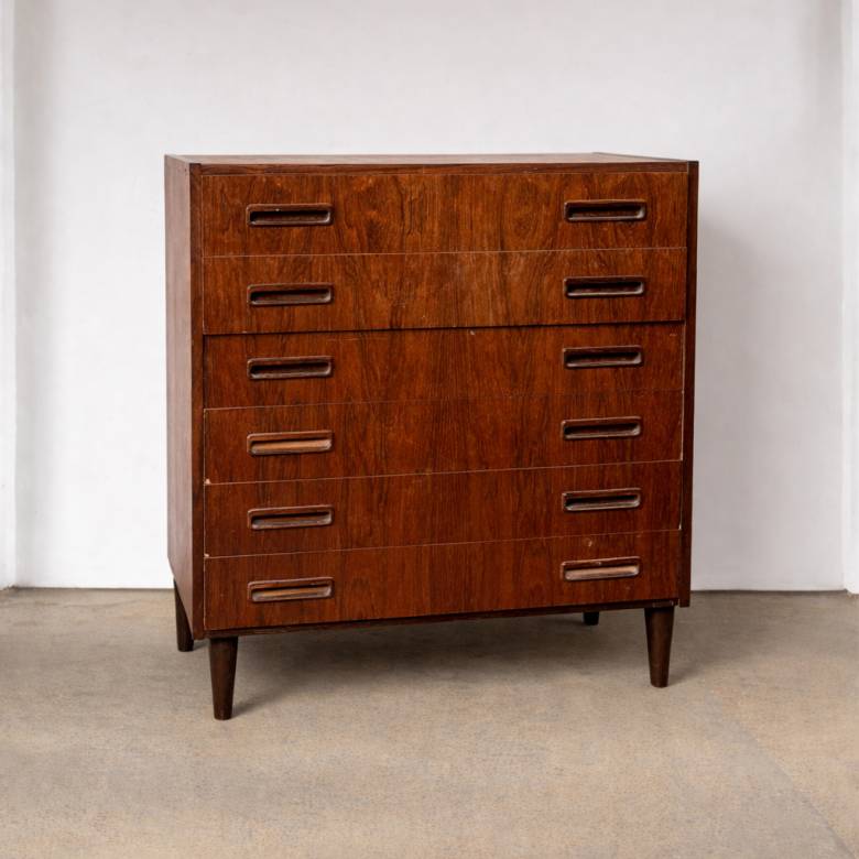 Mid Century Danish Rosewood Chest Of Drawers By E. Jensen