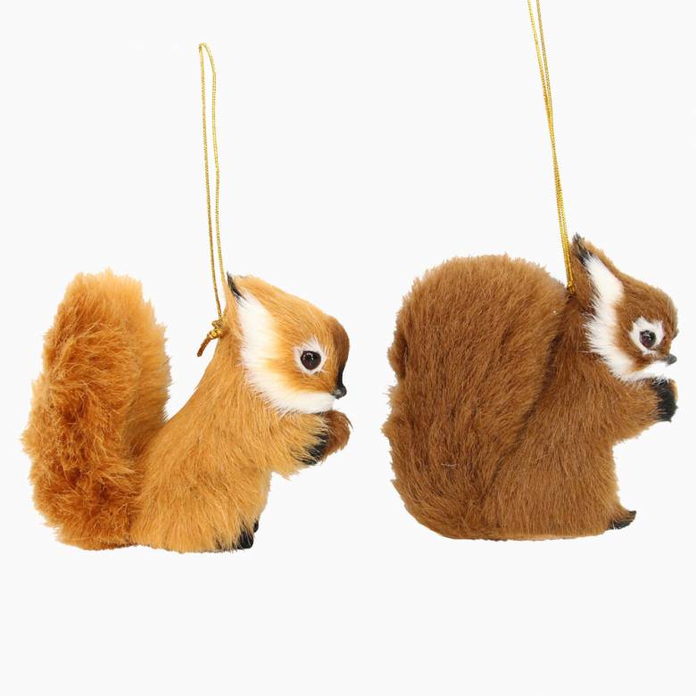 Single Furry Squirrel Hanging Christmas Decoration