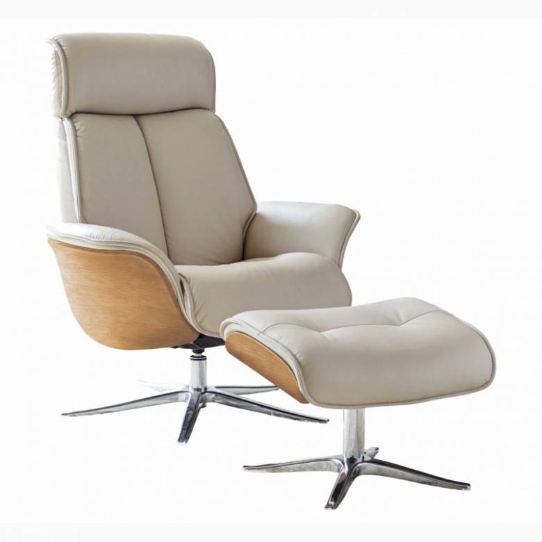 G Plan - The Lund - Recliner Armchair & Footstool - Wood Side