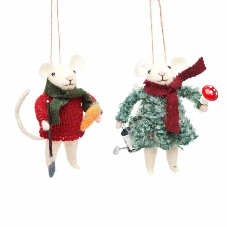 Gardening Mouse Felt Christmas Decoration - Various Designs