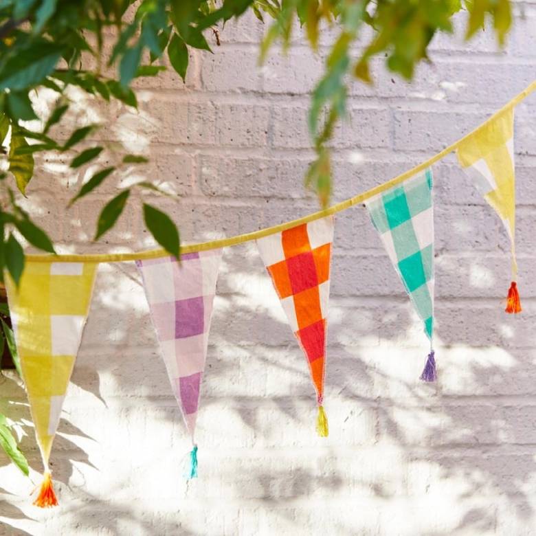 Gingham Cotton Fabric Bunting 3M