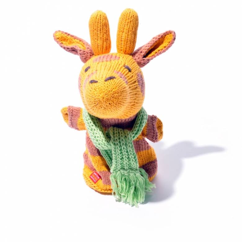 Giraffe - Hand Knitted Glove Puppet Organic Cotton