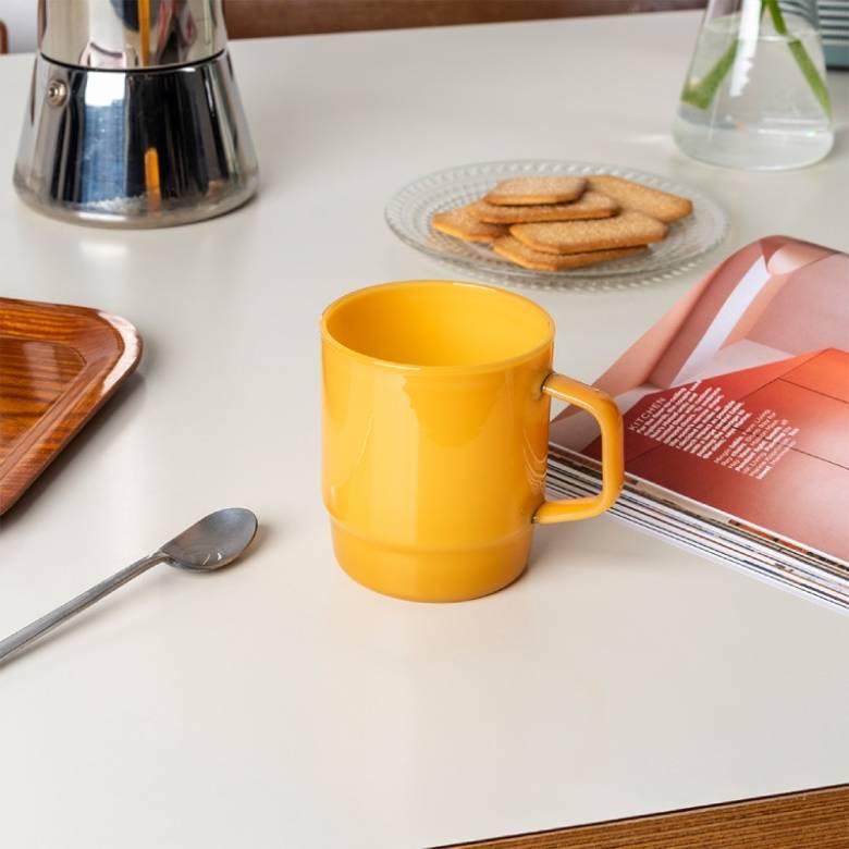 Glass Coffee Cup In Mustard