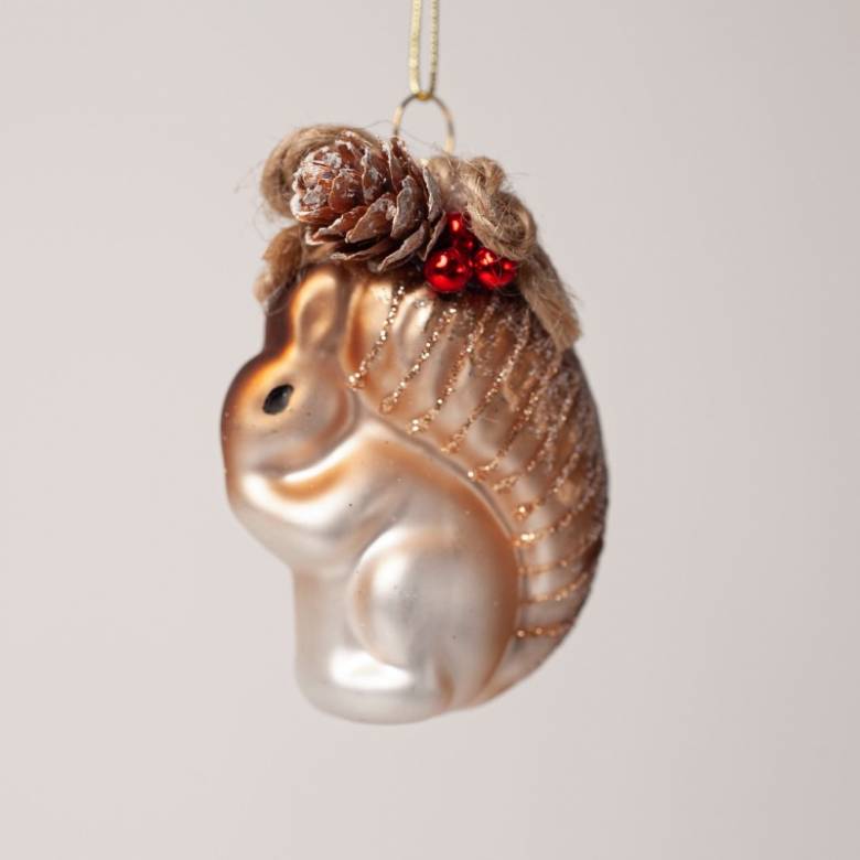 Glass Squirrel OR Hedgehog Hanging Chirstmas Decoration