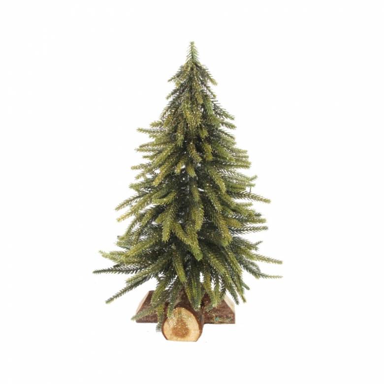 Glittered Christmas Tree On Log Christmas Decoration H:31cm