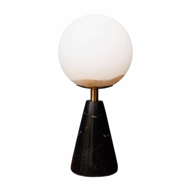 Globe Lamp With Tapered Black Marble Base