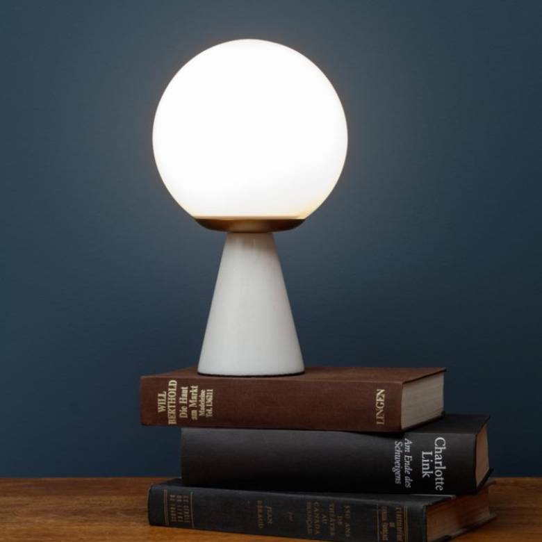 Globe Lamp With Tapered White Marble Base