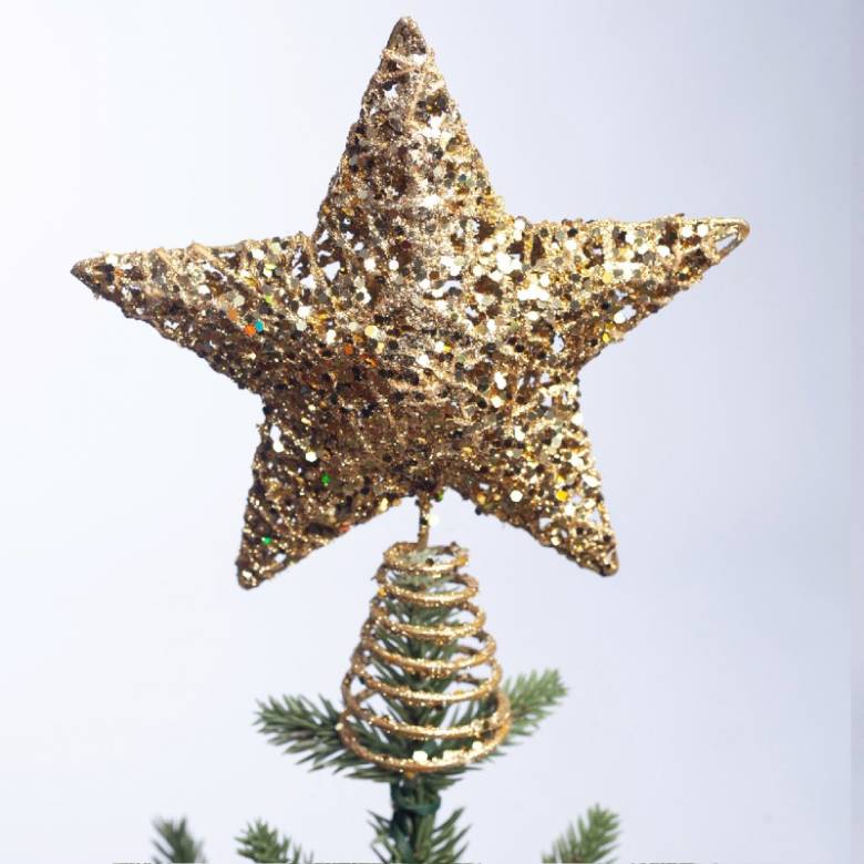 Gold Mesh 5 Point Star Tree Topper Decoration