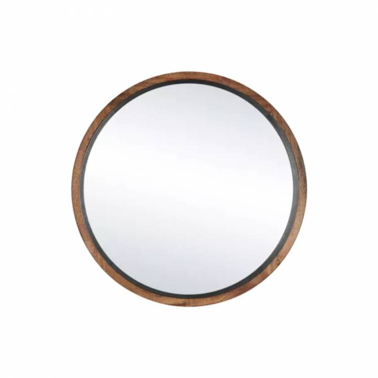 Gramm Circular Wall Mirror With Wooden Frame D:30cm